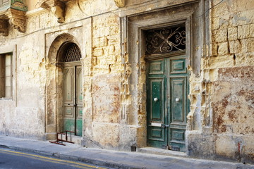 Colorful street in the City of Sliema, Malta. Doorway To Maltese House.
