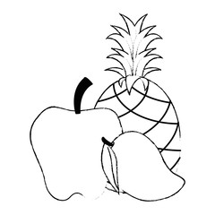 fresh fruits set menu vector illustration design