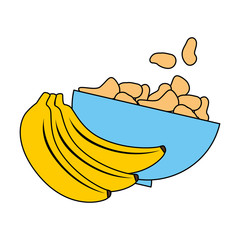 cereal dish with bananas clusters vector illustration design