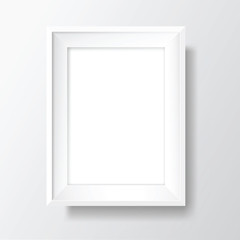 A4 Blank white frame on white wall. Vector template