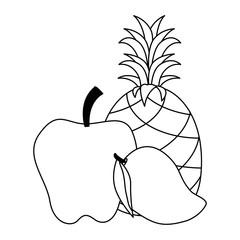 fresh fruits set menu vector illustration design