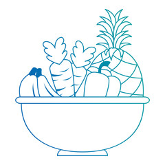 bowl with fruits and vegetables vector illustration design