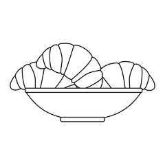 delicious bread croissant in dish bakery vector illustration design
