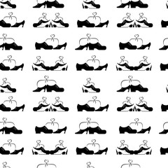 Seamless pattern of black and white man's and woman's shoes.