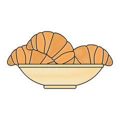 delicious bread croissant in dish bakery vector illustration design
