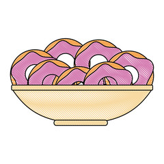 sweet donuts in dish bakery vector illustration design