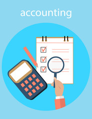 Accounting, taxes, audit, calculation, data analysis, reporting concepts. illustration flat design. - 210310005