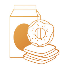 sweet donut with bread and milk vector illustration design