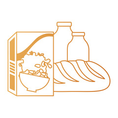 cereal box with bread and milk bottle vector illustration design