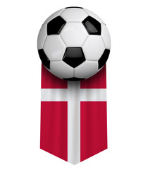 Denmark fsoccer ball lag cloth hanging banner. 3D Rendering