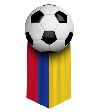 Colombia soccer ball flag cloth hanging banner. 3D Rendering