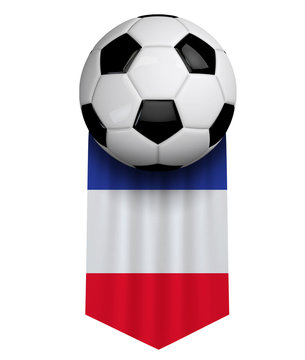 France soccer ball flag cloth hanging banner. 3D Rendering