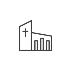 Church building outline icon. linear style sign for mobile concept and web design. Religion simple line vector icon. Symbol, logo illustration. Pixel perfect vector graphics