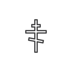 Orthodox Religion cross outline icon. linear style sign for mobile concept and web design. Christian Cross simple line vector icon. Symbol, logo illustration. Pixel perfect vector graphics
