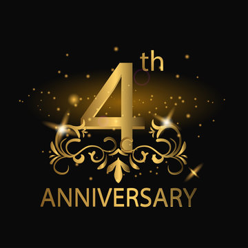 4th anniversary logo with gold color