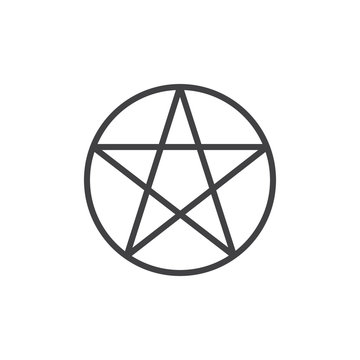 Pentagram or pentalpha outline icon. linear style sign for mobile concept and web design. Paganism simple line vector icon. Symbol, logo illustration. Pixel perfect vector graphics