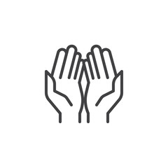 Prayer hands outline icon. linear style sign for mobile concept and web design. Praying hand simple line vector icon. Symbol, logo illustration. Pixel perfect vector graphics