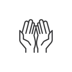 Prayer hands outline icon. linear style sign for mobile concept and web design. Praying hand simple line vector icon. Symbol, logo illustration. Pixel perfect vector graphics