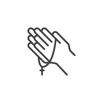 recommend clip art: Praying hands with rosary outline icon. linear style sign for mobile concept and web design. Religion simple line vector icon. Symbol, logo illustration. Pixel perfect vector graphics