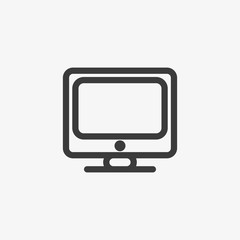 Modern flat screen computer monitor. Computer display isolated on white background. Vector illustration.