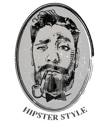 portrait of bearded man with tobacco pipe