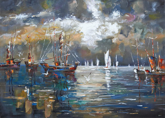 Black Sea before the storm. Painting: canvas, oil. Author: Nikolay Sivenkov.
