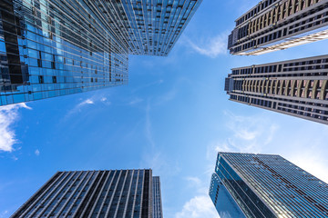 Fototapeta premium up view of modern office building