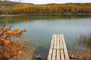 Autumnal landscape with lake