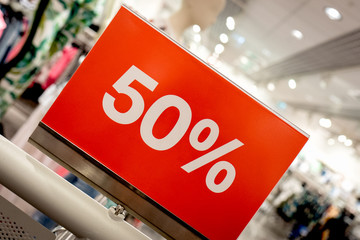 Shopping sales sign with percentage discount