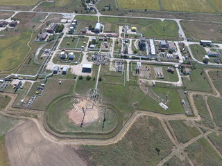 The separation system, top view. Aerophotographing station separation and dehydration of oil and...