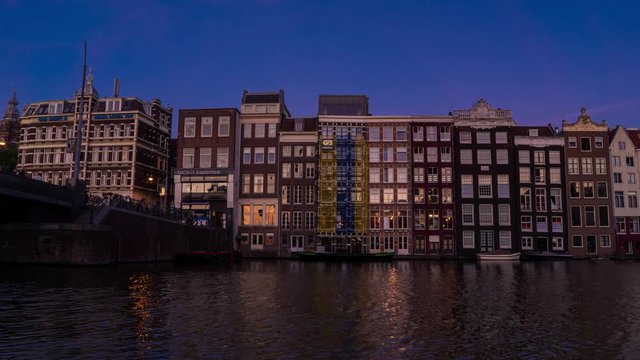Timelapse of Amsterdam Houses near Canal