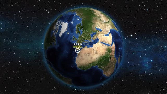 PORTUGAL FARO ZOOM IN FROM SPACE