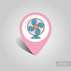Ventilator pin map icon. Summer. Vacation