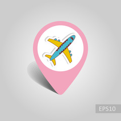 Aircraft pin map icon. Travel. Summer. Vacation