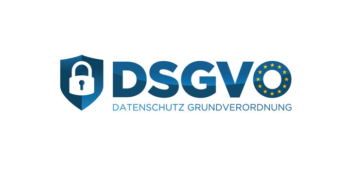 DSGVO Datenschutz-Grundverordnung Blau auf Weißem Hintergrund