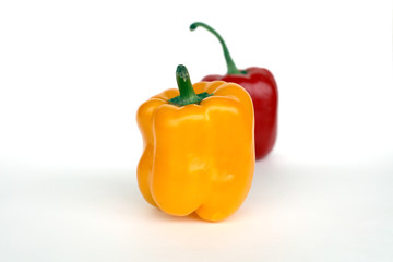 Yellow and Red sweet bell paprika peppers