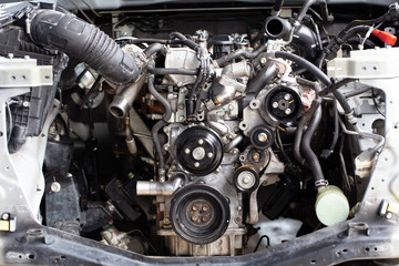 Fototapeta na wymiar Old engine block interior parts.