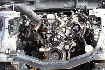 Old engine block interior parts.