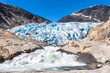Nigardsbreen. A glacier arm of the large Jostedalsbreen glacier. Jostedal, Norway.