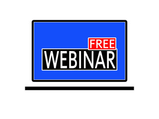 Notebook with text Free Webinar on the screen.