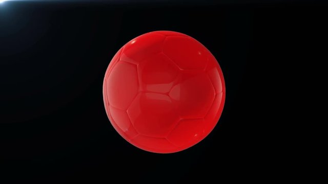 Football with flag of China, soccer ball with Chinese flag, sports equipment rotating on black background, 3D animation