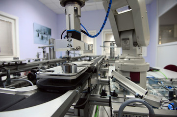 Industry 4.0 concept, smart factory manufacturing line is equipped with sensors. industrial automation line.
