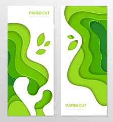 Abstract green banner - set of vector template illustrations