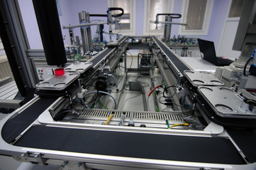 Industry 4.0 concept, smart factory manufacturing line is equipped with sensors. industrial automation line.