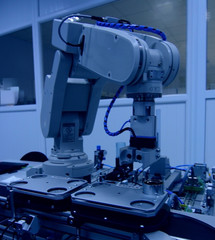 Industry 4.0 concept, smart factory manufacturing line is equipped with sensors. industrial automation line.