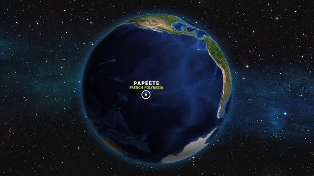 FRENCH POLYNESIA PAPEETE ZOOM IN FROM SPACE