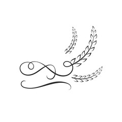 Vector Logo Template, Rice with Calligraphic Swirls, Wheat Icon.