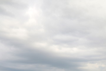 Sky white rain storm background, puffy gray white clouds soft background