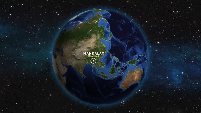 MYANMAR MANDALAY ZOOM IN FROM SPACE