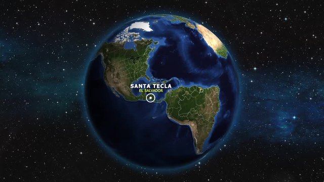 EL SALVADOR SANTA TECLA ZOOM IN FROM SPACE